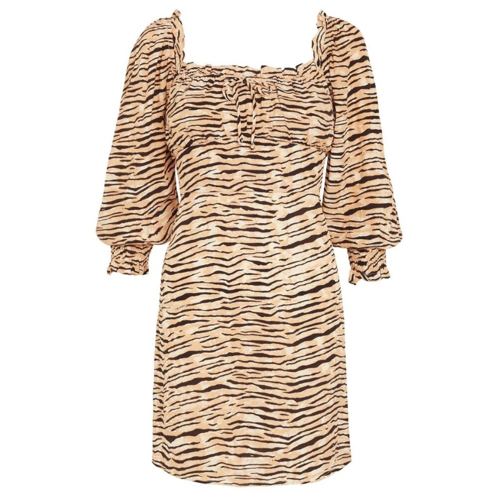Faithfull the Brand Animal Print Mini Dress | Size S US4 UK8 | Sustainable 🐆🌿